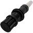 Black plastic roof discharge termination with threaded connector and angled outlet, designed for 2/4" condensing vent systems