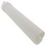 Silver metallic cylindrical vent pipe extension with angled end connector.
