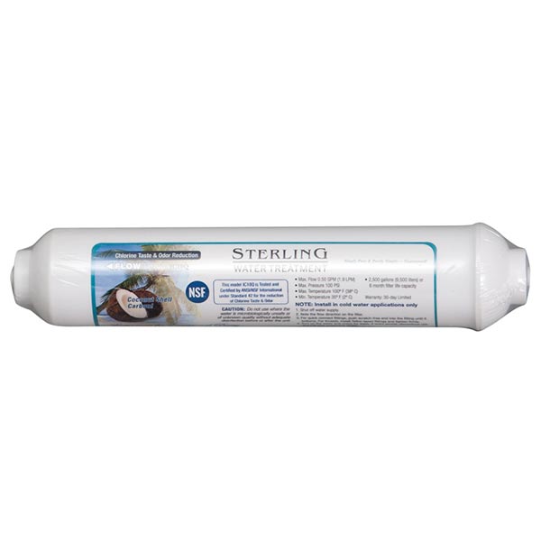 Sterling Water Treatment IC Series 6 inch, 5 Micron Inline Carbon Filter with 1/4-in Quick Connection - IC06Q