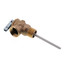 Temperature and pressure relief valve, 3/4 inch brass fitting with copper-colored body and silver outlet tube.