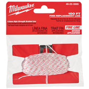 Milwaukee 100 ft. fine replacement chalk line with red and white braided cord on red spool card.