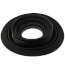 Black rubber flashing ring with central hole for metal roof vent installation.
