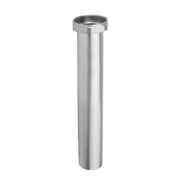 Polished brass flanged tailpiece with threaded top and cylindrical body, 1 1/2" diameter and 12" length.
