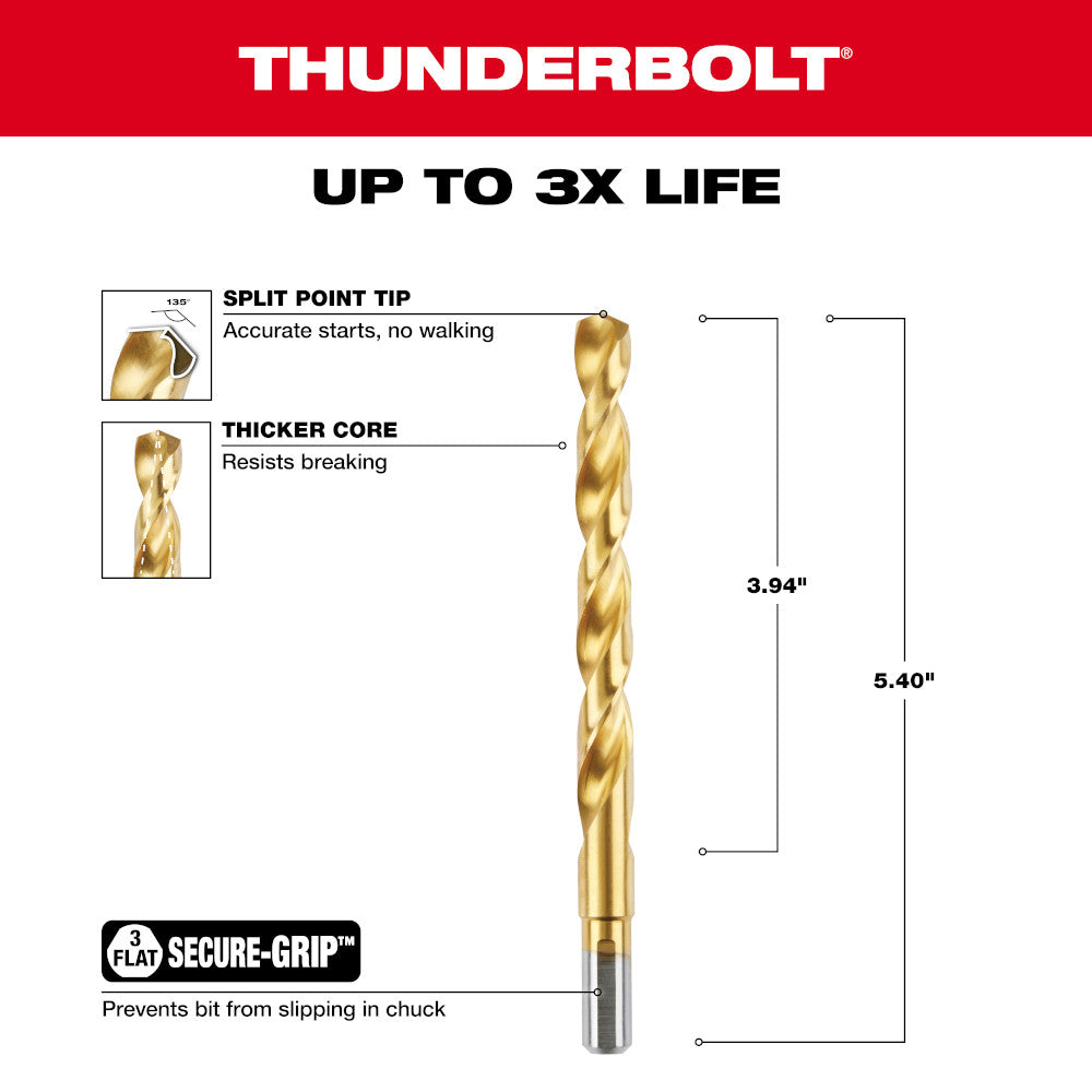 Milwaukee 48-89-2224 27/64 in. Thunderbolt Titanium Coated Drill Bit