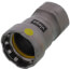 Viega 3/4" press adapter in carbon steel with zinc-nickel coating, cylindrical connector with brass fitting.