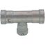 Viega MegaPress carbon steel tee fitting with zinc-nickel coating, 1" connections on three sides.