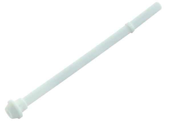 White PEX toilet riser with threaded connectors on both ends.