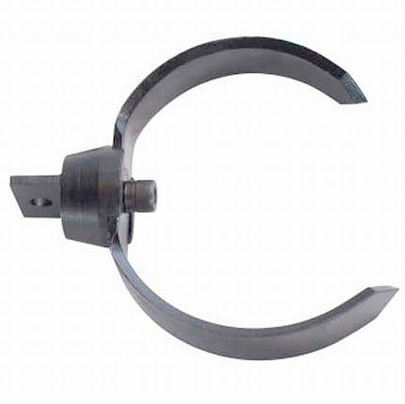 Metal side cutter tool with circular cutting head and central shaft mount on white background.