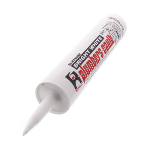 White caulk tube with applicator tip, labeled Hercules Plumbers Caulk Sealant.