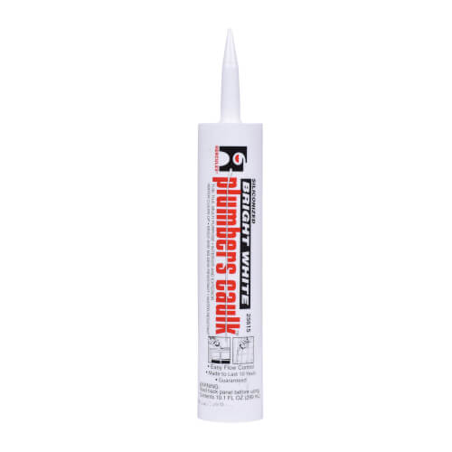 White caulk cartridge with pointed dispensing tip and Hercules brand label.