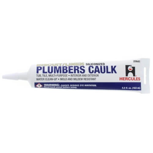 Five tubes of Oatey Hercules plumbers caulk sealant in biscuit/linen color, 5.5oz each.