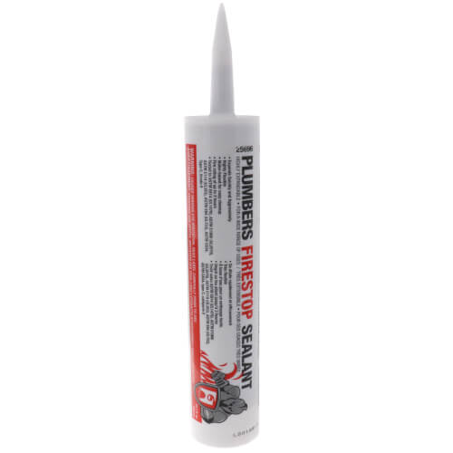 Five 10oz tubes of gray Oatey Hercules plumbers firestop caulk sealant with pointed applicator tips.