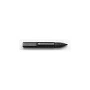 Black metal feed screw with coarse threads and flat drive head on one end.