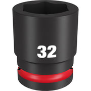 Black 32MM 3/4" drive socket with hexagonal opening and red grip band near base.