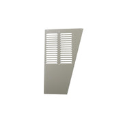 Tapered gray metal panel with two horizontal louver vents and mounting holes.
