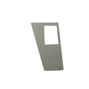 Gray metal panel with rectangular cutout opening, right-hand rear configuration.