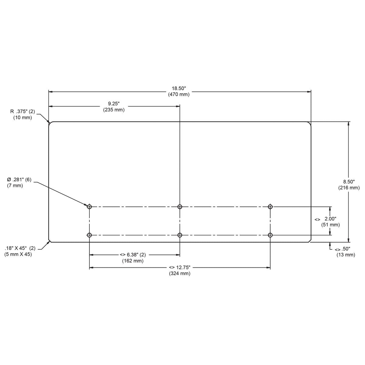 Technical schematic of Elkay wall plate splash guard with dimensions and mounting hole locations marked.