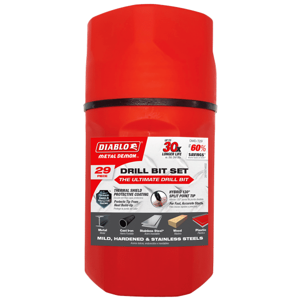 Diablo 29 Piece Metal Demon Drill Bits Set for Mild, Hardened and Stainless Steels - DMD-S29 - 2 Pack