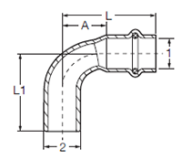 Copper 90-degree street elbow fitting with press connection on one end and female threaded outlet on other end.