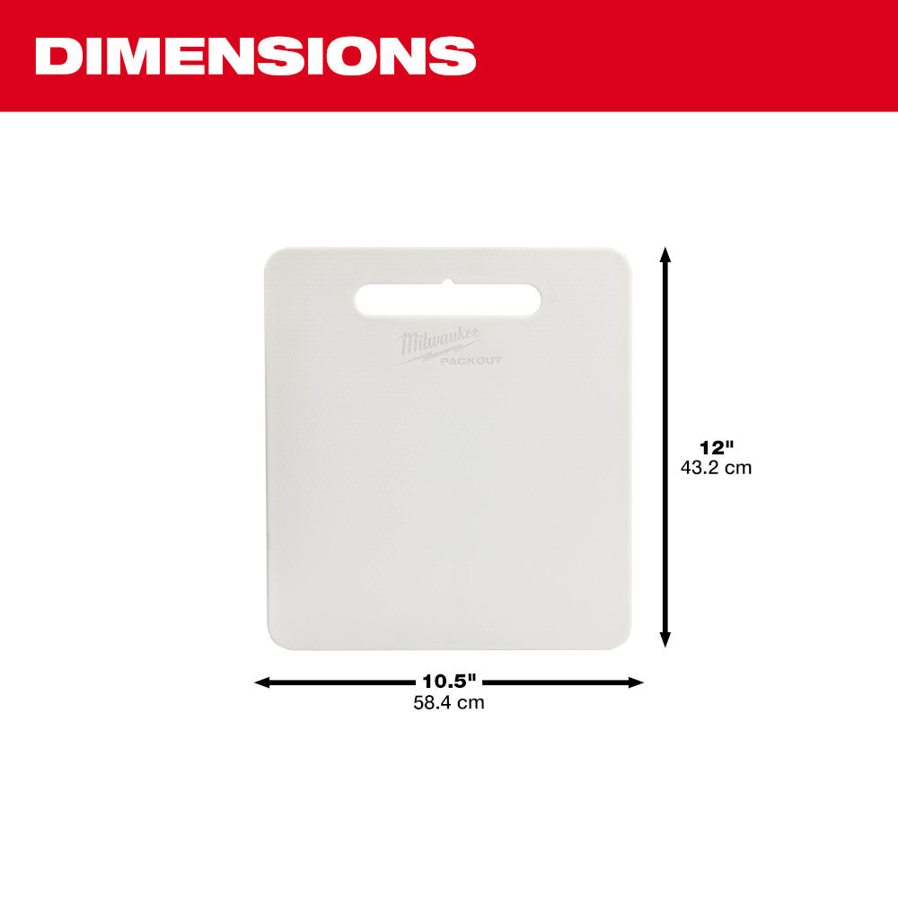 White plastic divider with handle cutout for Milwaukee PACKOUT 40QT cooler, 10.5" x 12".