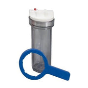 Sterling Water Treatment Clear Housing for 2.5 inch by 10 inch Cartridge with 3/4 inch Ports, Includes Wrench - HC34