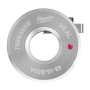 Silver aluminum bushing ring with central hole, marked "3/0 AL" and "49-16-B03A," featuring red indicator dot.