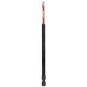 Milwaukee Shockwave 6-inch SQ1 impact driver bit with red and black shaft and gray square tip.