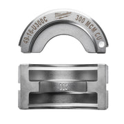 Milwaukee 49-16-U300C 300 MCM copper U style die showing top curved die and bottom rectangular die with marking grooves.