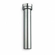 Polished chrome cylindrical vacuum breaker assembly with threaded collar top and straight vertical pipe body.