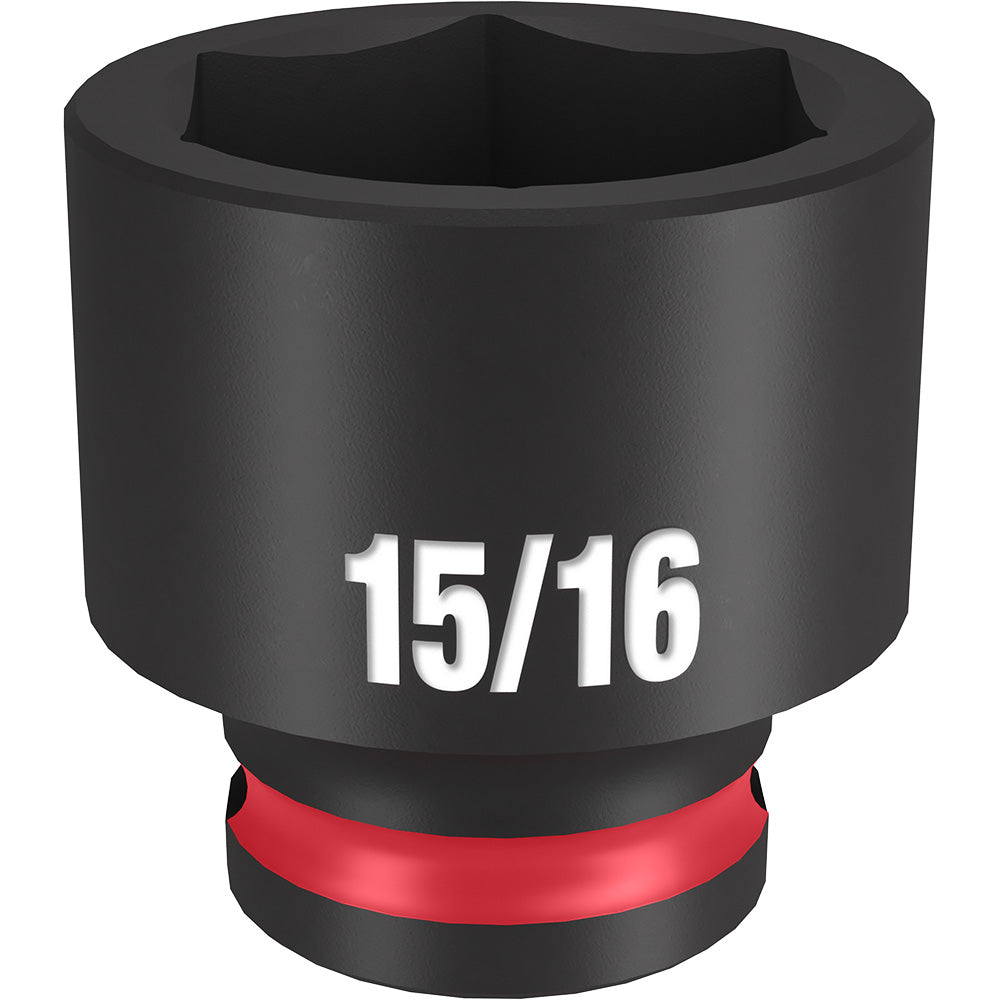 Black socket with 15/16" size marking and red band on base, 6-point hexagonal opening.