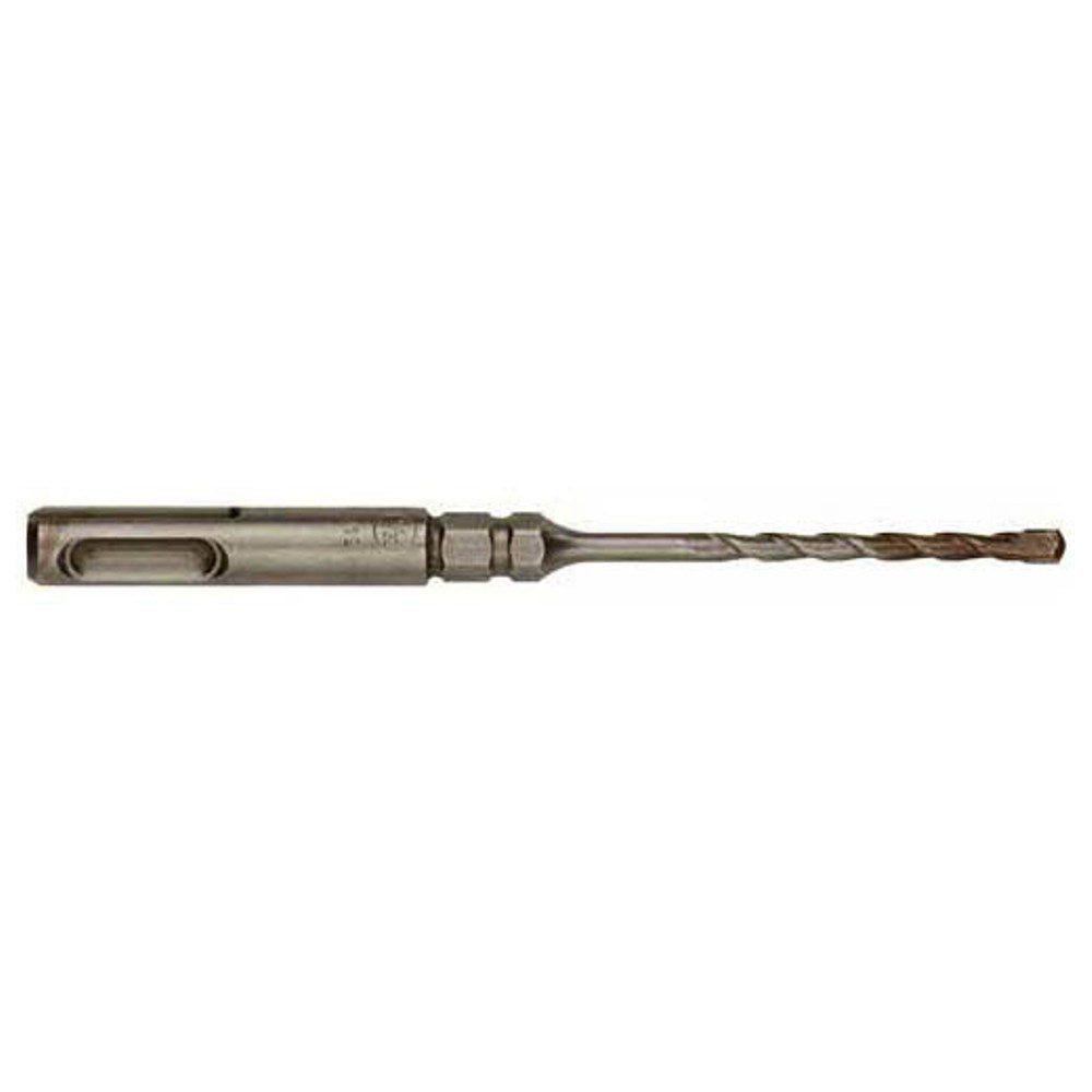Milwaukee SDS-Plus hammer drill bit with hexagonal shank and two cutting edges.
