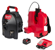 Milwaukee M18 FUEL sectional drum system kit with black and red drum machine, battery, and charger.