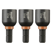 Three black magnetic nut drivers with Milwaukee branding, copper bands, and hex shanks.
