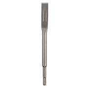 Steel SDS Plus flat chisel with 3/4 inch wide blade and tapered shank for rotary hammer use.