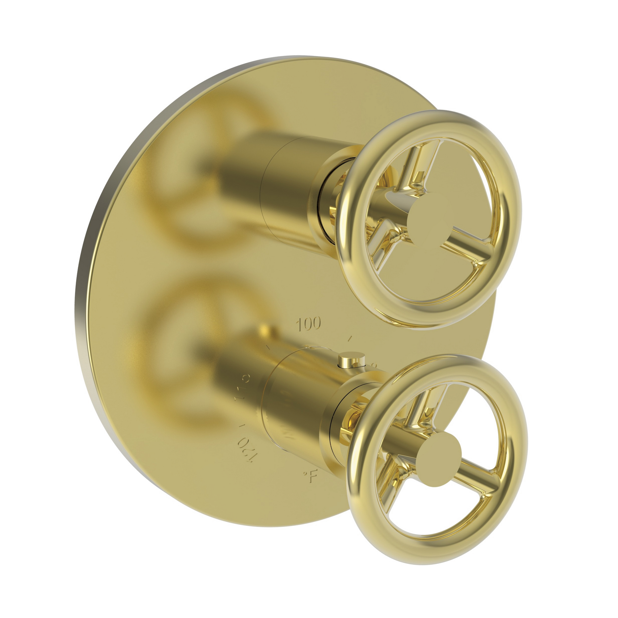 Newport Brass Slater 1/2 inch Round Thermostatic Trim Plate w/ Two Wheel Handles