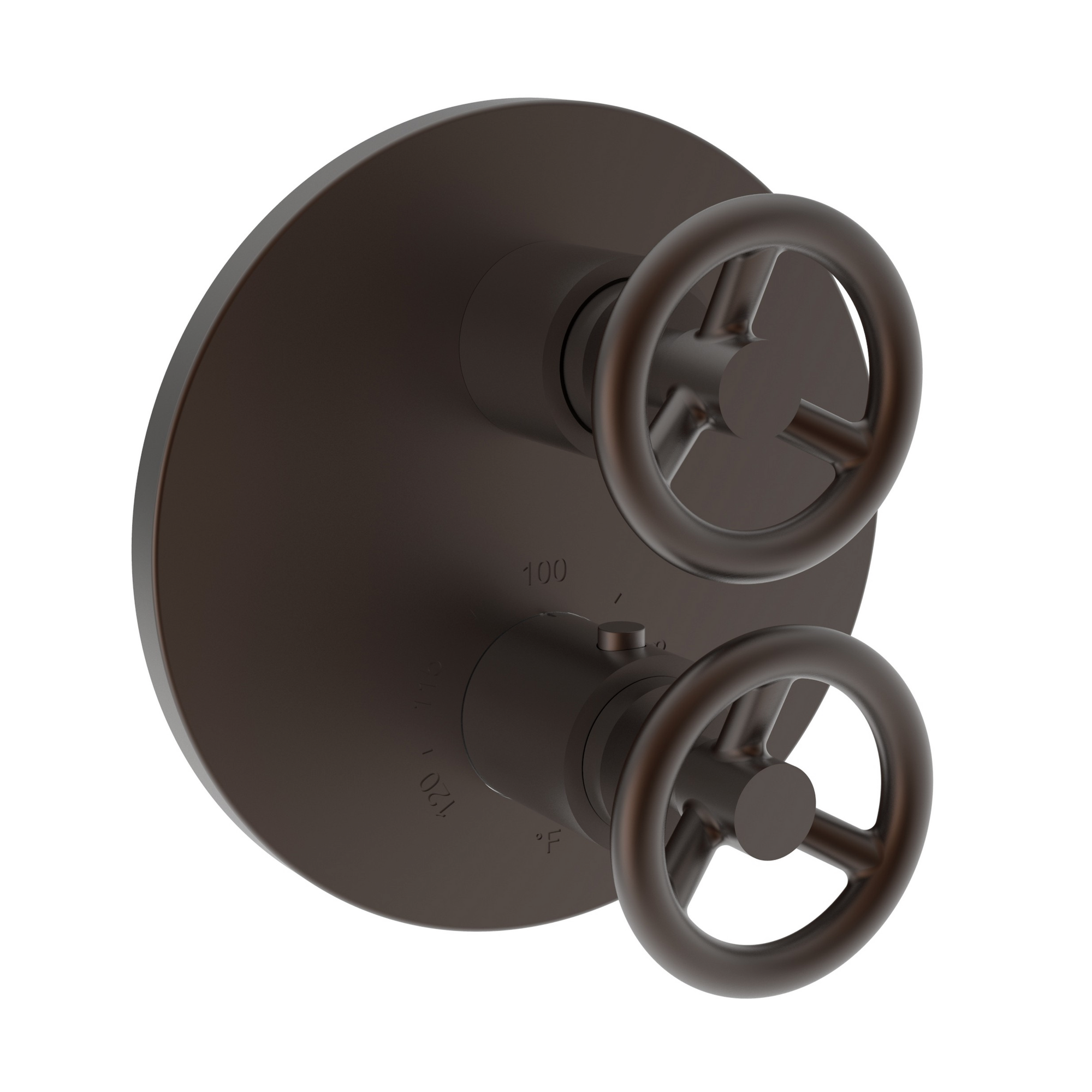 Newport Brass Slater 1/2 inch Round Thermostatic Trim Plate w/ Two Wheel Handles