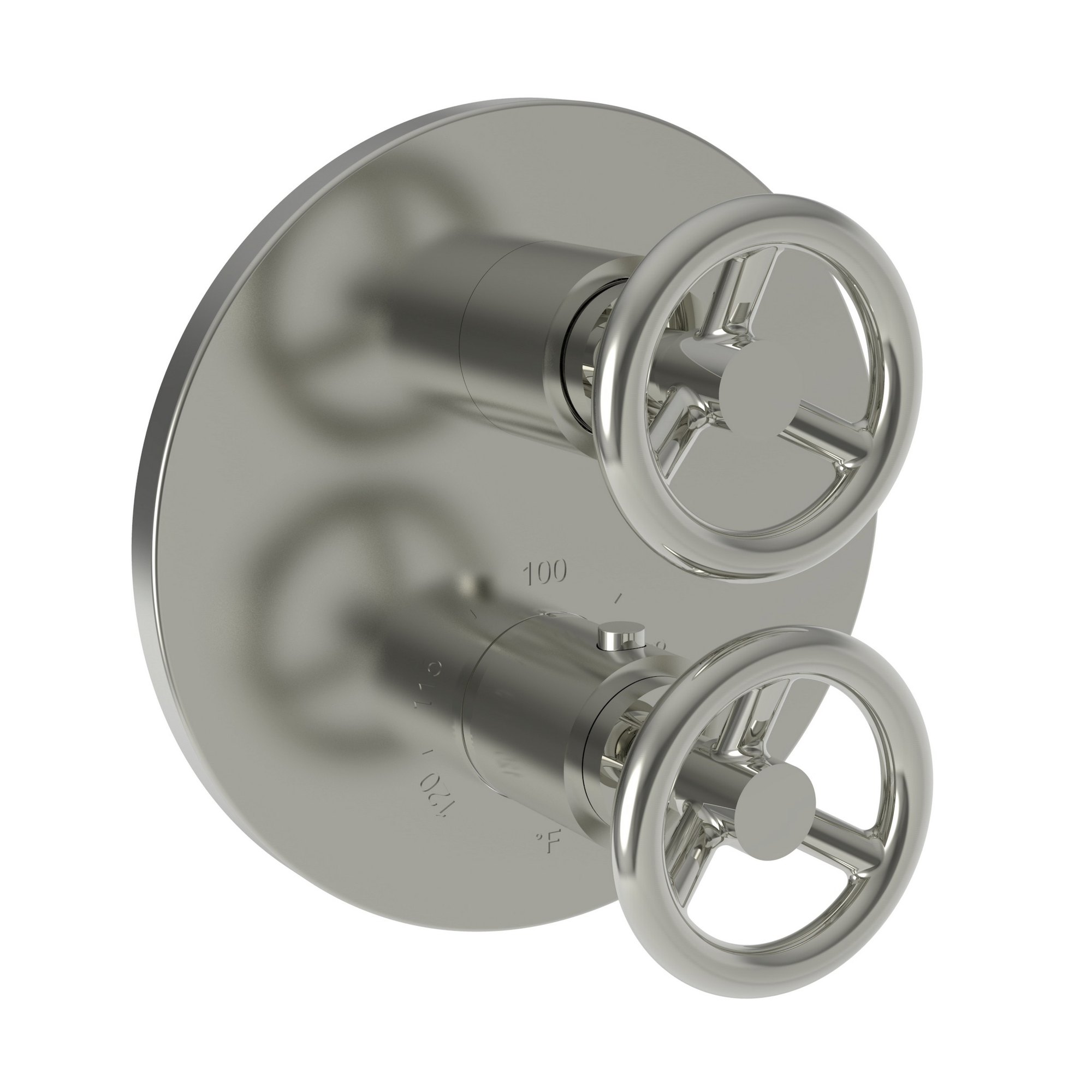 Newport Brass Slater 1/2 inch Round Thermostatic Trim Plate w/ Two Wheel Handles
