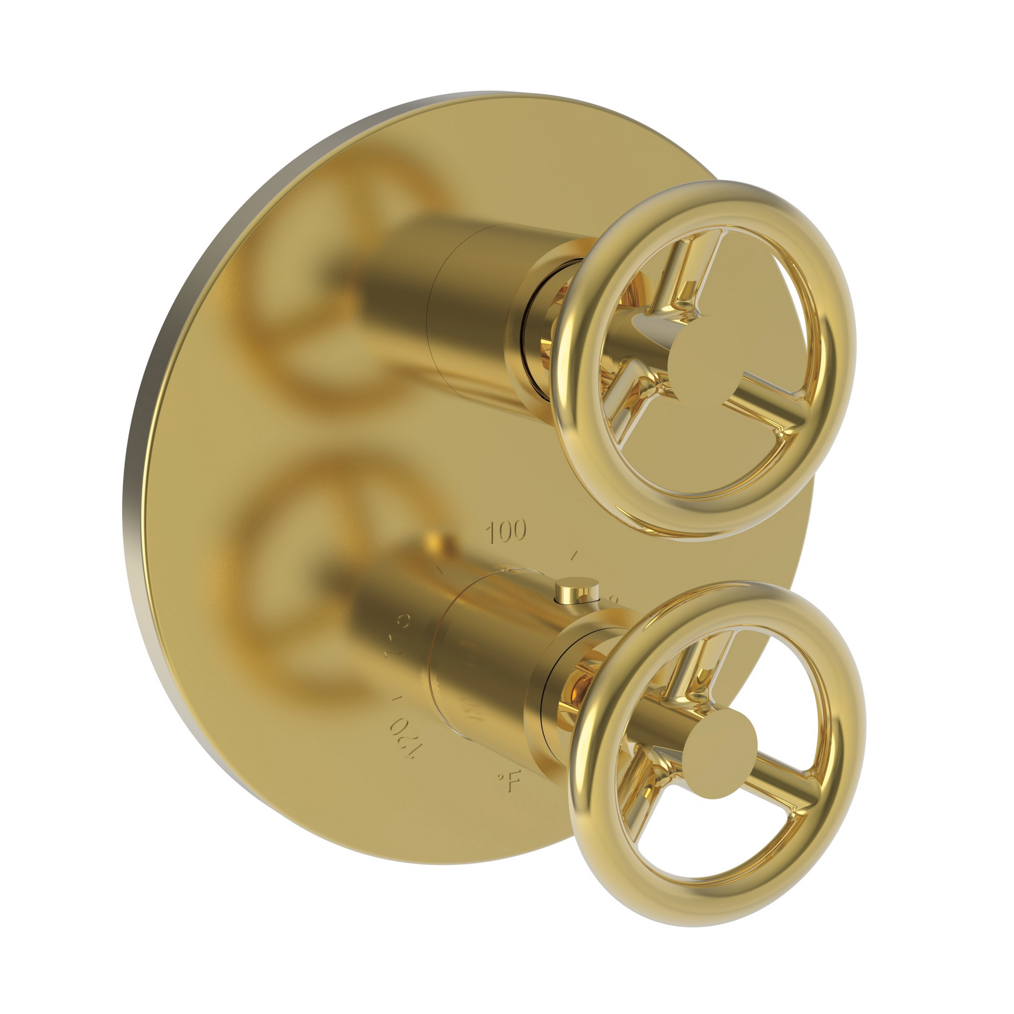Newport Brass Slater 1/2 inch Round Thermostatic Trim Plate w/ Two Wheel Handles