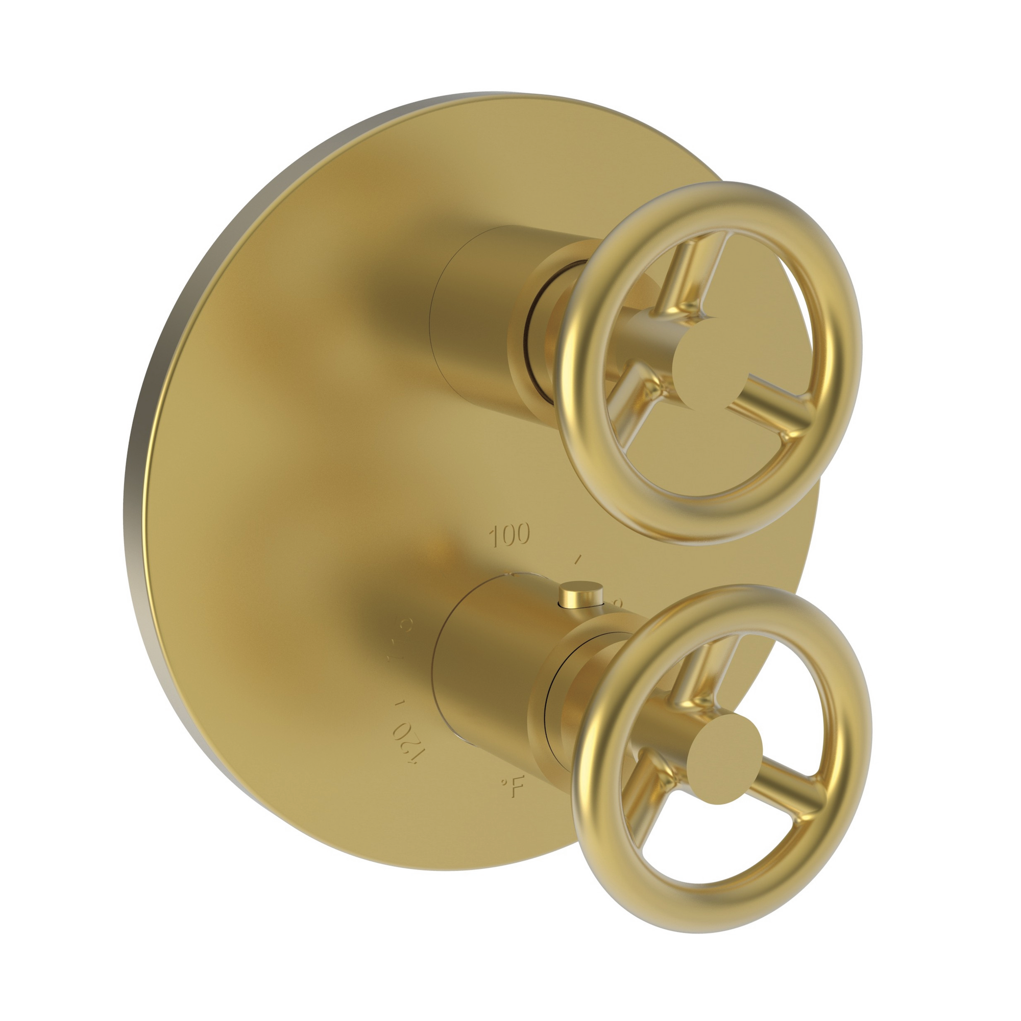 Newport Brass Slater 1/2 inch Round Thermostatic Trim Plate w/ Two Wheel Handles