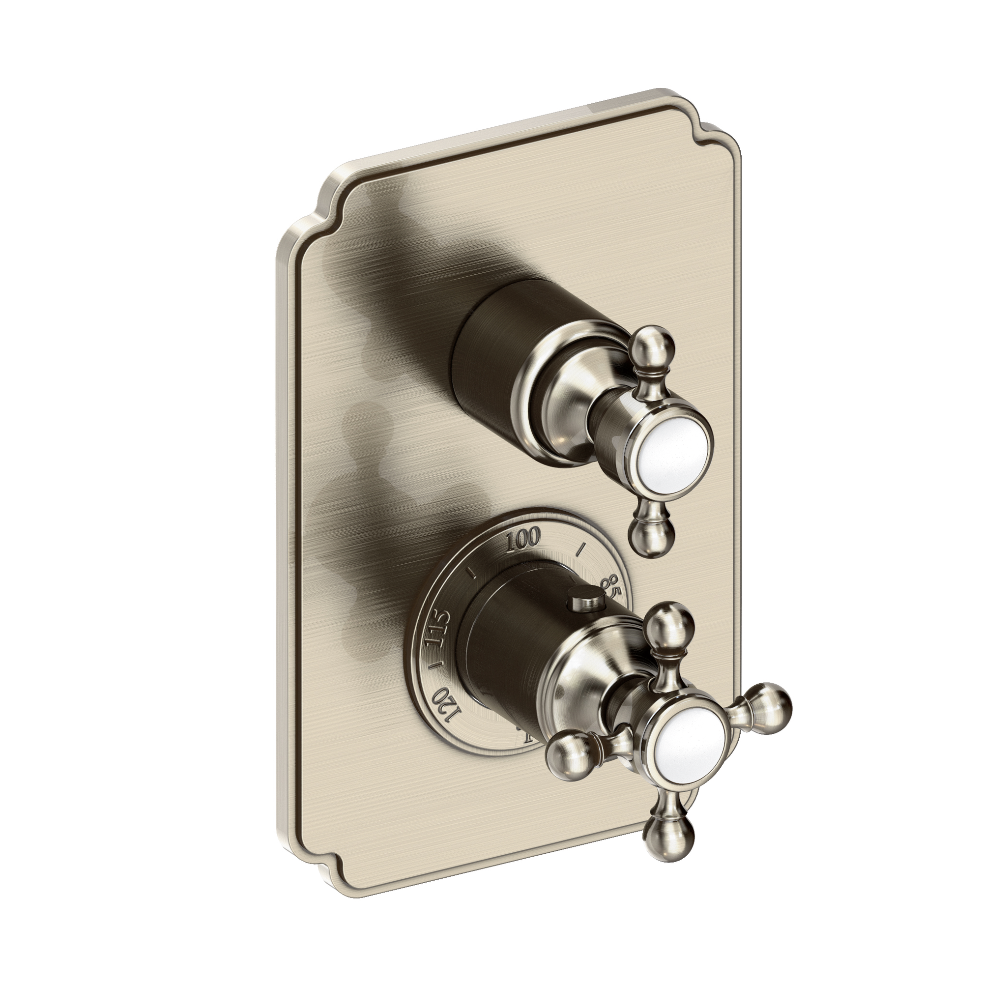 Newport Brass Astor 1/2 inch Decorative Thermostatic Trim Plate with Cross Handles
