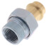 Gray and brass di-electric union coupling with 3/4 inch female NPT and press connections, galvanized steel.