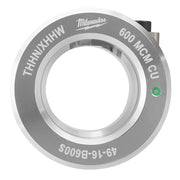 Milwaukee 600 MCM CU THHN/XHHW-2 bushing with gray and white circular design and green indicator dot.