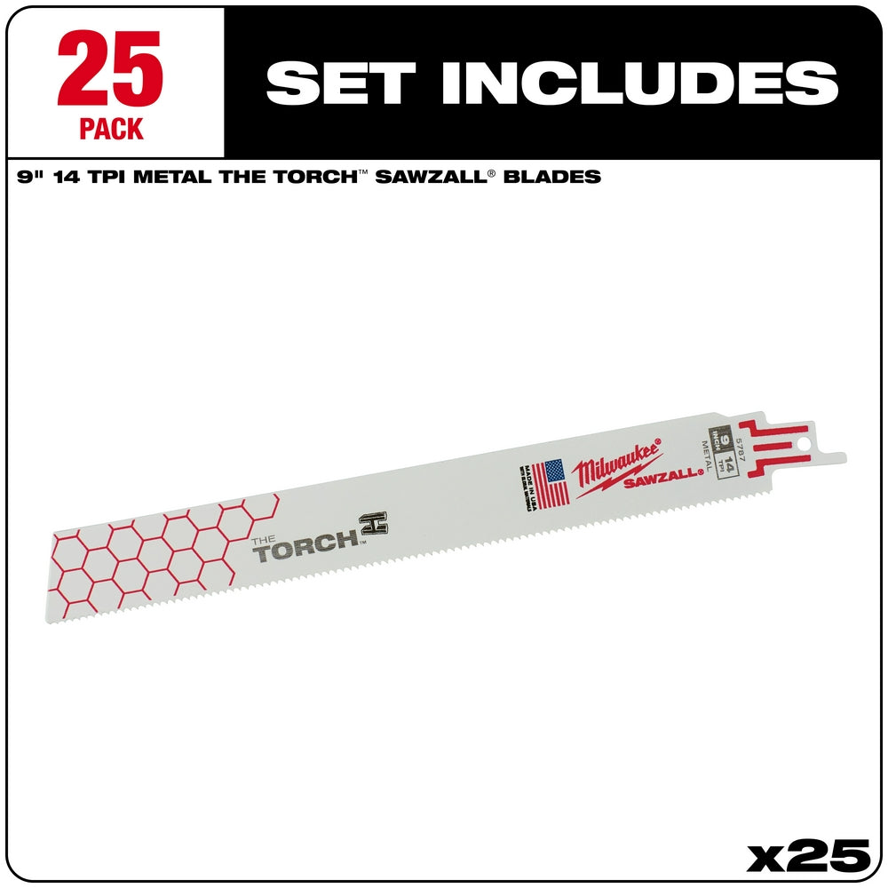 Milwaukee 48-00-8787 9 in. 14 TPI THE TORCH SAWZALL Blade 25PK