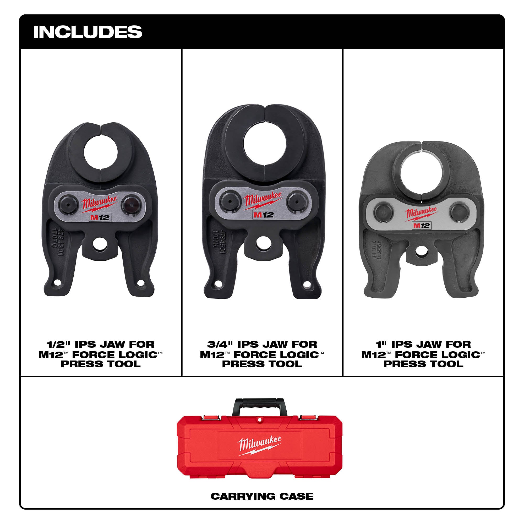 Milwaukee 49-16-2496 1/2"-1" IPS-P Press Jaw Kit For M12 FORCE LOGIC Press Tools 3 Pack