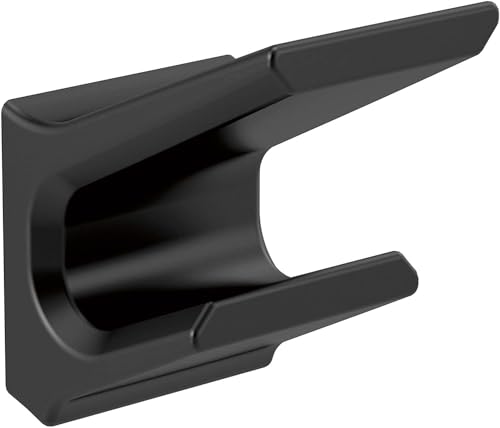 Matte black double robe hook with two horizontal arms extending from a square wall-mounted base.