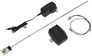 Powered anode rod with 120V transformer, power cord, control box, and threaded metal rod connector.