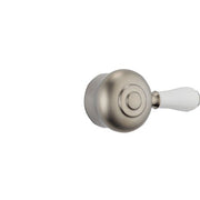 Stainless steel spherical valve with white porcelain lever handle for tub and shower installation.