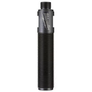 Black cylindrical Milwaukee stud with threaded shaft, branded collar in center, and male threads at top end.