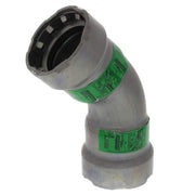 3/4" carbon steel 45-degree elbow fitting with zinc-nickel coating and green press bands.