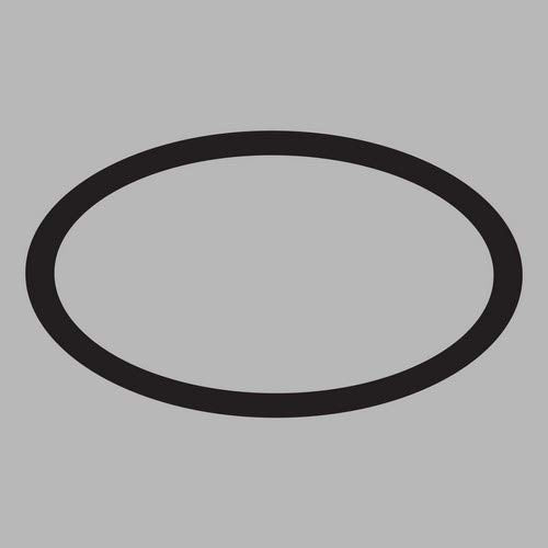 Black rubber o-ring with oval shape against gray background.